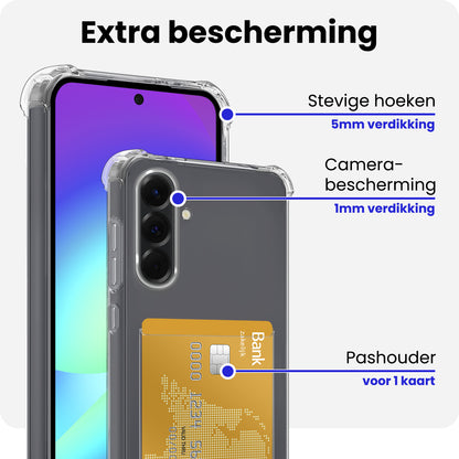 Samsung A56 Hoesje Kaarthouder Backcover Shockproof - Transparant