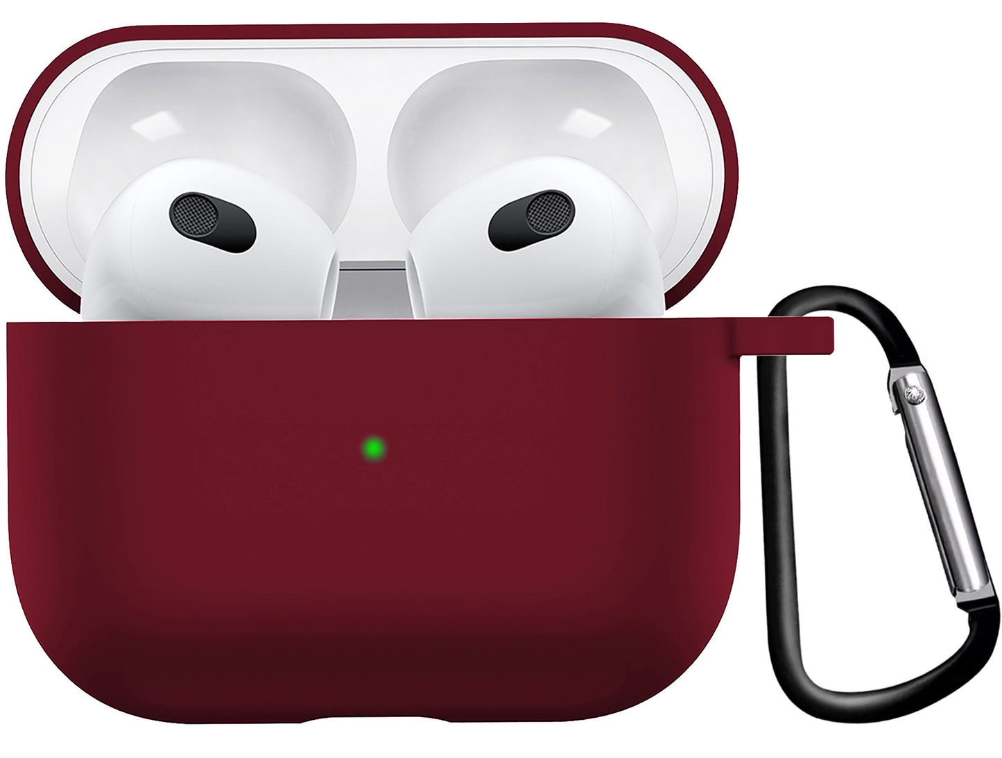 AirPods 3 Hoesje Siliconen met Clip - Donkerrood