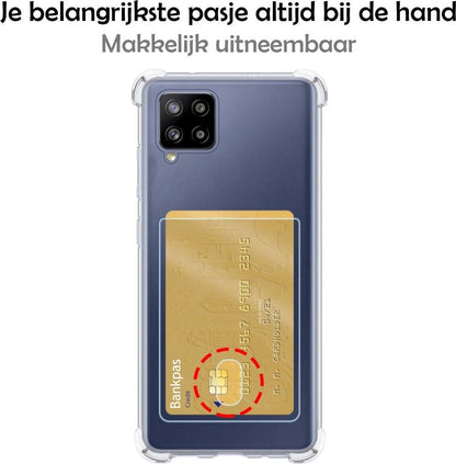 Samsung A42 Hoesje met Pasjeshouder Siliconen - Transparant