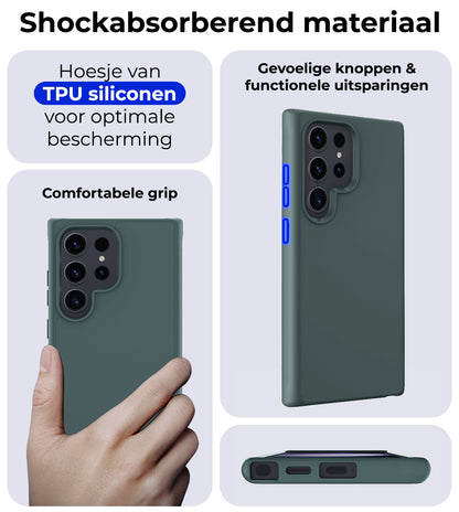 Samsung S24 Ultra Hoesje Siliconen Backcover Lichtgewicht - Donkergroen