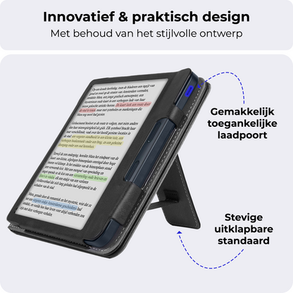 Kobo Libra Colour Leren Bookcase Hoes - Zwart