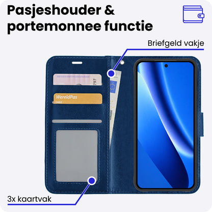 Google Pixel 10a Hoesje Bookcase Cover met Kaarthouder - Donkerblauw