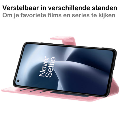 OnePlus Nord 2T Hoesje Bookcase Cover met Kaarthouder - Lichtroze