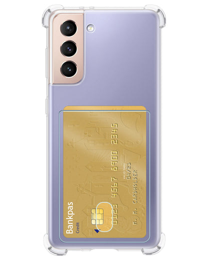 Samsung S21 FE Hoesje Kaarthouder Backcover Shockproof - Transparant