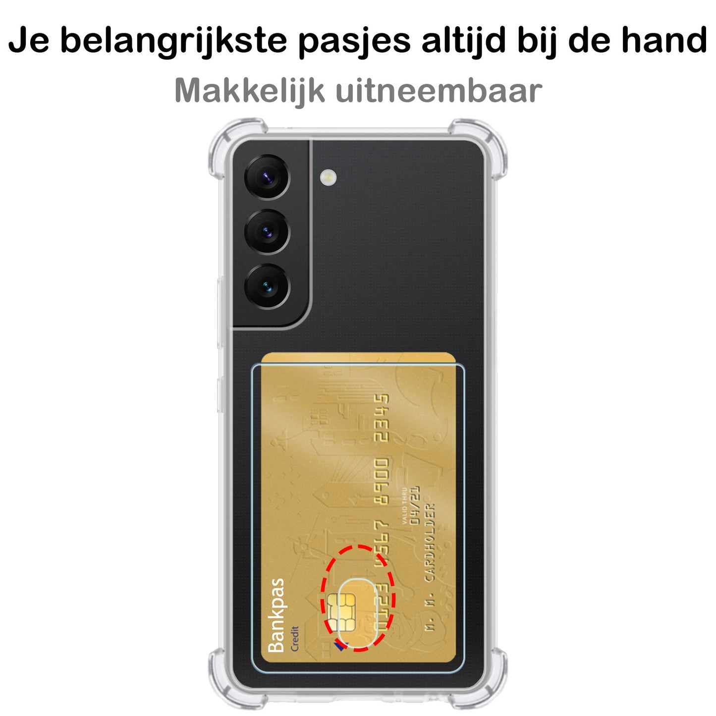 Samsung S22 Hoesje met Pasjeshouder Siliconen - Transparant