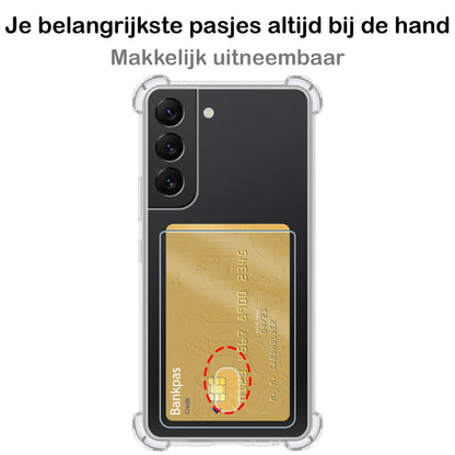 Samsung S22 Hoesje met Pasjeshouder Siliconen - Transparant