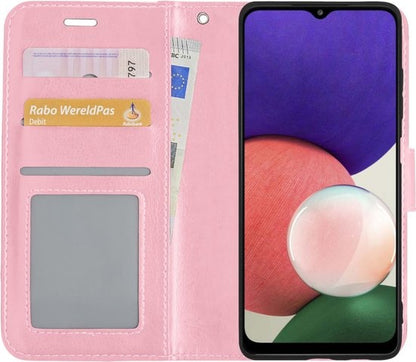 Samsung A22 4G Hoesje Bookcase Cover met Kaarthouder - Lichtroze