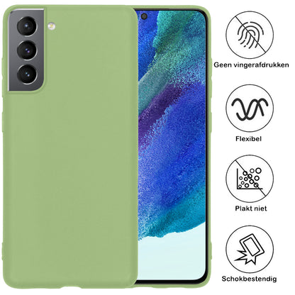 Samsung S21 FE Hoesje Siliconen Backcover Lichtgewicht - Groen