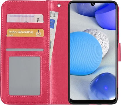 Samsung A42 Hoesje Bookcase Cover met Kaarthouder - Donkerroze