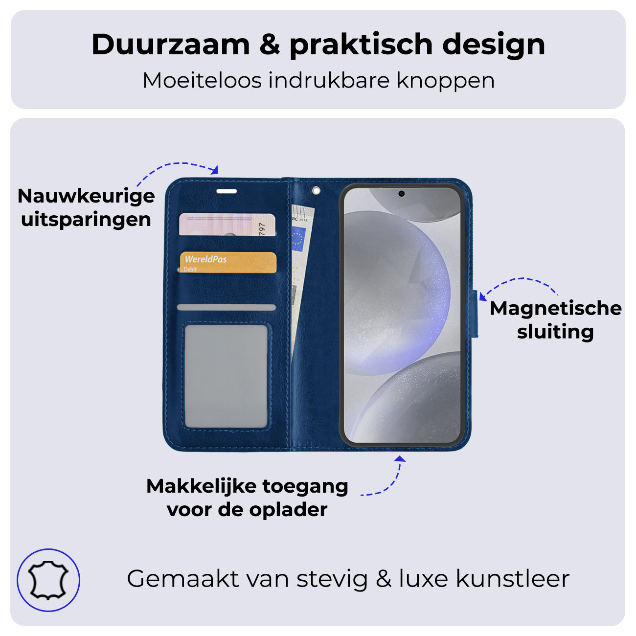 Samsung S24 Plus Hoesje Book Case Kunstleer - Donkerblauw