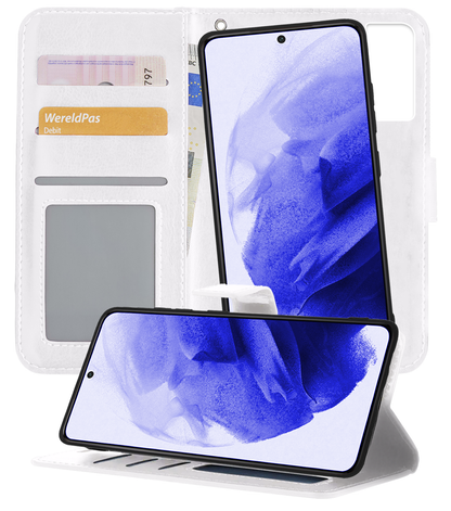 Samsung S21 Hoesje Bookcase Cover Uitneembaar - Wit
