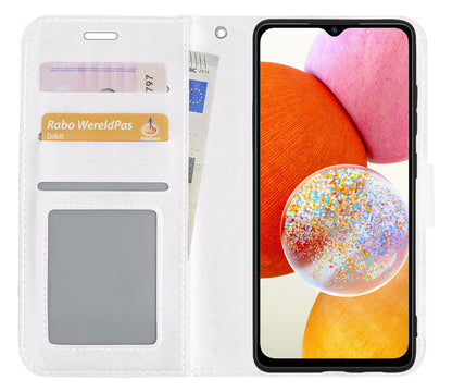 Samsung A14 Hoesje Bookcase Cover met Kaarthouder - Wit