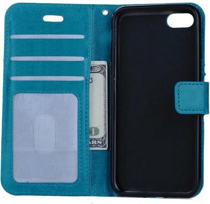 iPhone 8 Hoesje Bookcase Cover met Kaarthouder - Turquoise