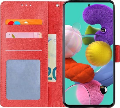 Samsung A51 Hoesje Bookcase Cover met Kaarthouder - Rood
