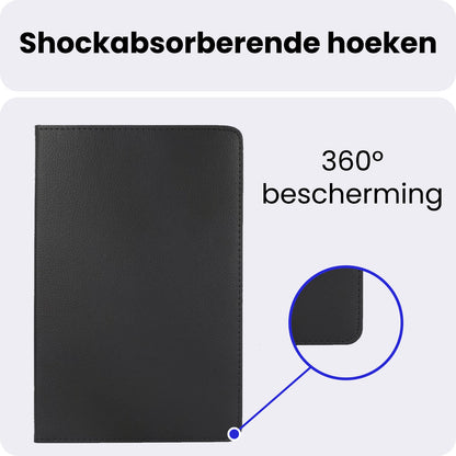 Samsung Galaxy Tab A9 Plus Trifold Bookcase Hoes 360 Graden Draaibaar - Zwart