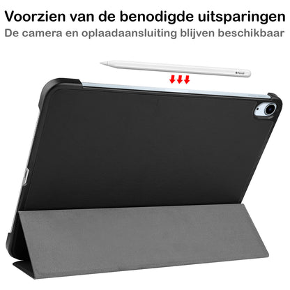 iPad Air 2022 Trifold Bookcase Hoes - Zwart