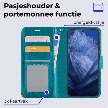 Google Pixel 8a Hoesje Book Case Kunstleer - Turquoise