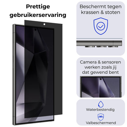 Samsung S24 Ultra Screenprotector Privacy Tempered Glass