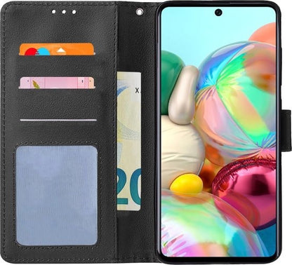 Samsung A71 Hoesje Bookcase Cover met Kaarthouder - Zwart