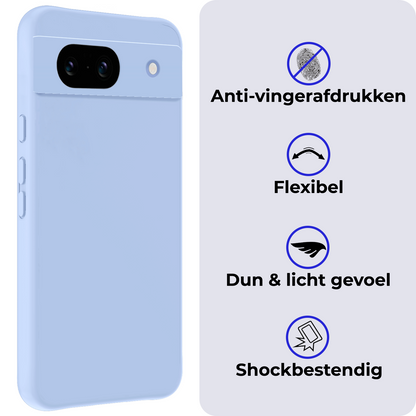 Google Pixel 8a Hoesje Siliconen Backcover Lichtgewicht - Lichtblauw