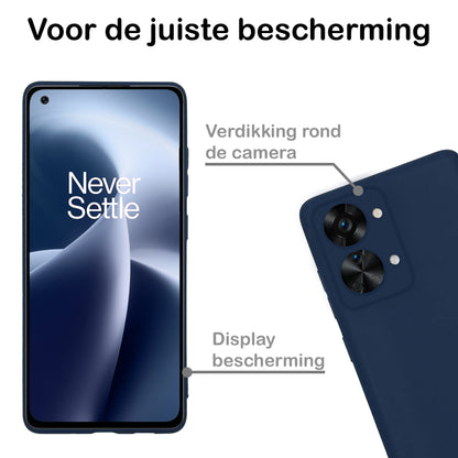 OnePlus Nord 2T Hoesje Siliconen Backcover Lichtgewicht - Donkerblauw