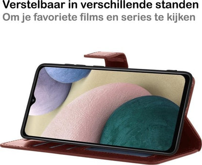 Samsung A12 Hoesje Bookcase Cover met Kaarthouder - Bruin