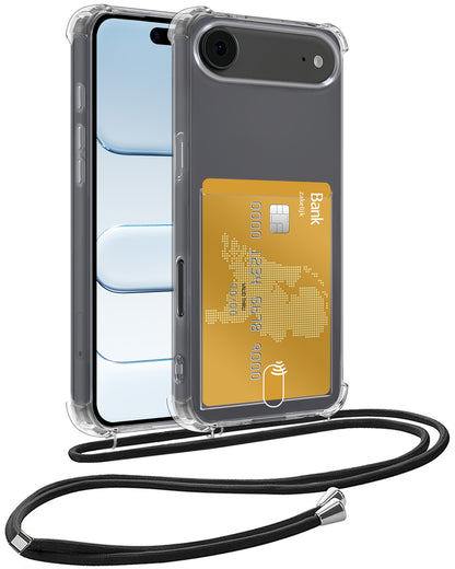 iPhone Air Hoesje Kaarthouder met Koord Backcover Shockproof - Transparant