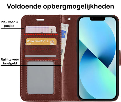 iPhone 13 Hoesje Book Case Kunstleer - Bruin