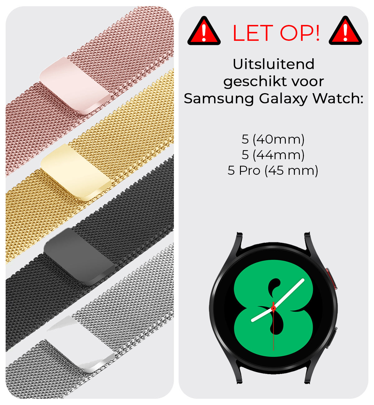 Polsbandje Met Magneetsluiting Geschikt voor Samsung Galaxy Watch 5 Bandje Milanees - Rose Goud