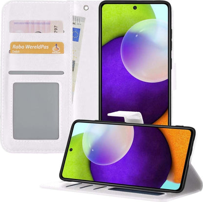 Samsung A52 5G Hoesje Bookcase Cover met Kaarthouder - Wit