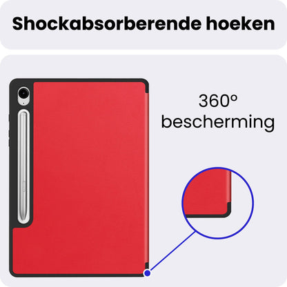 Samsung Galaxy Tab S10 Lite Trifold Bookcase Hoes met Penhouder voor S Pen - Rood