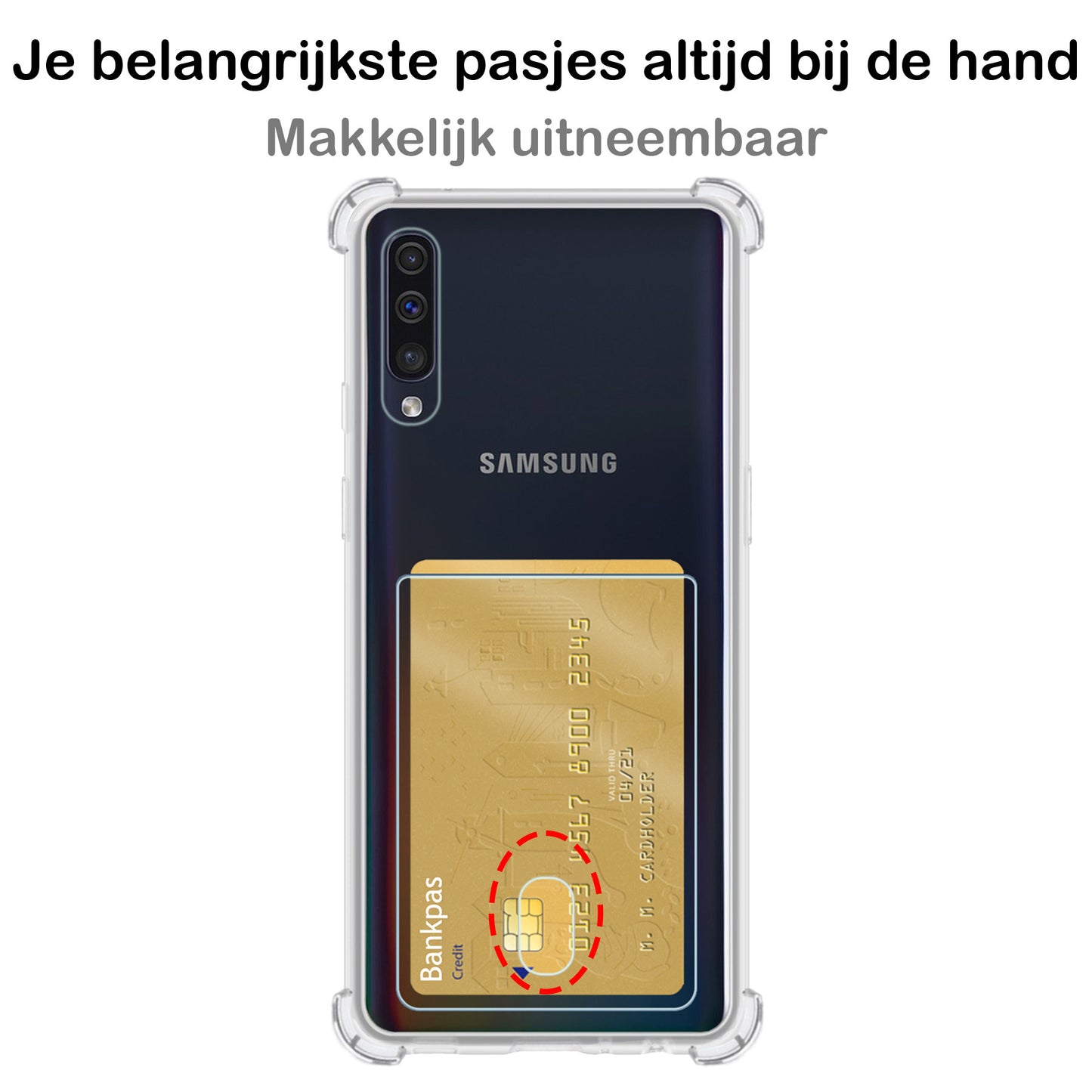 Samsung A50/A50s Hoesje met Pasjeshouder Siliconen - Transparant