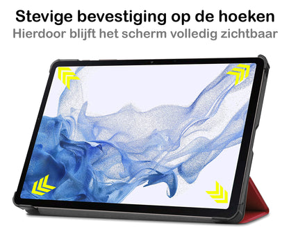 Samsung Galaxy Tab S8 Plus Trifold Bookcase Hoes - Donkerrood