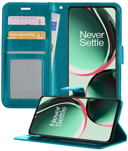 OnePlus Nord CE 3 Lite Hoesje Bookcase Cover met Kaarthouder - Turquoise