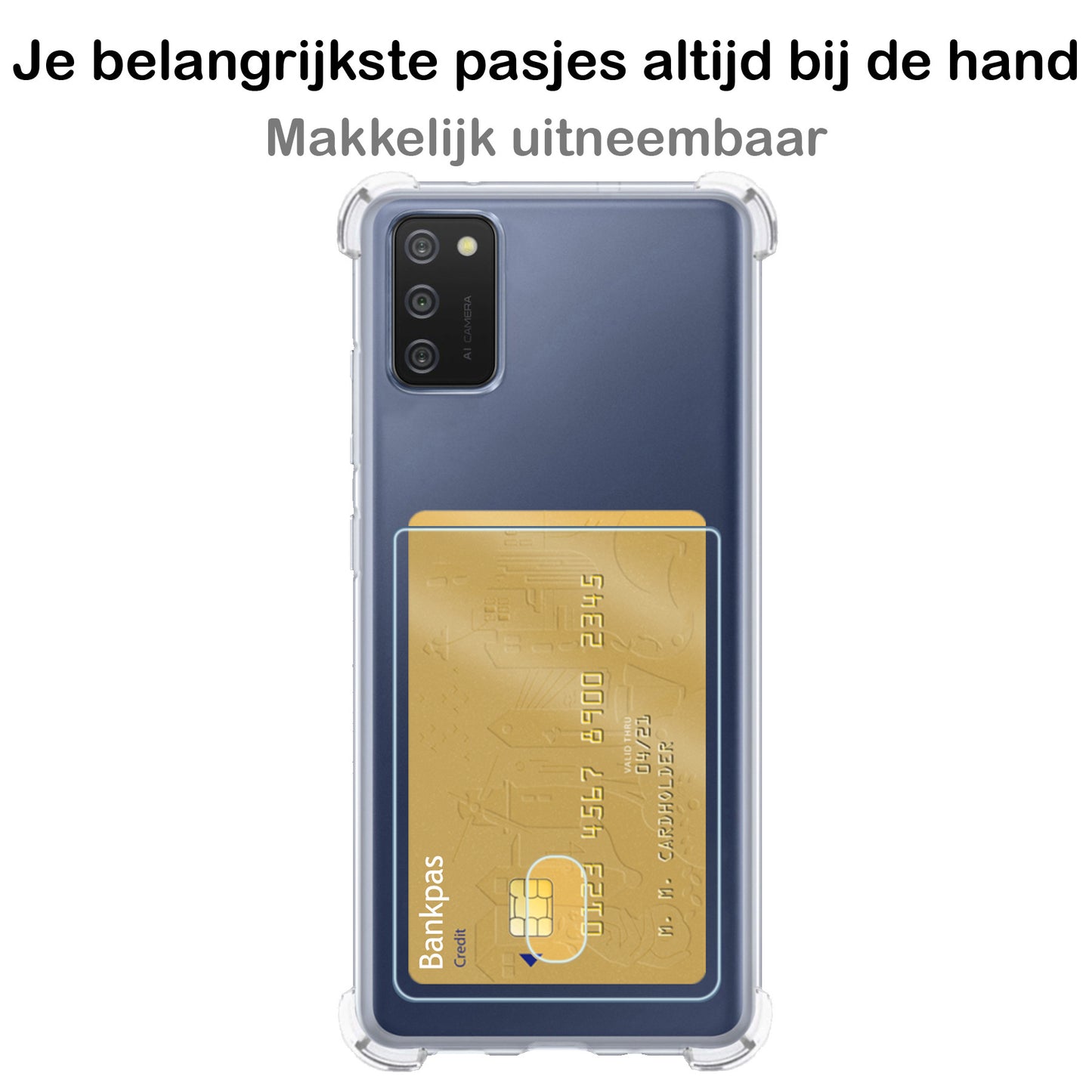 Samsung A02s Hoesje met Pasjeshouder Siliconen - Transparant