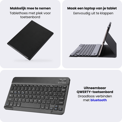 Samsung Galaxy Tab A11 Plus Toetsenbord Hoes met Uitneembaar toetsenbord - Zwart