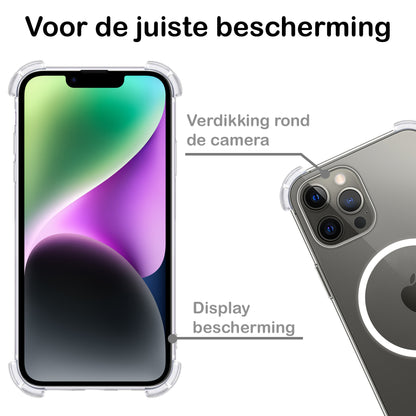 iPhone 14 Pro Max Hoesje Geschikt voor Magsafe Backcover Shockproof - Transparant