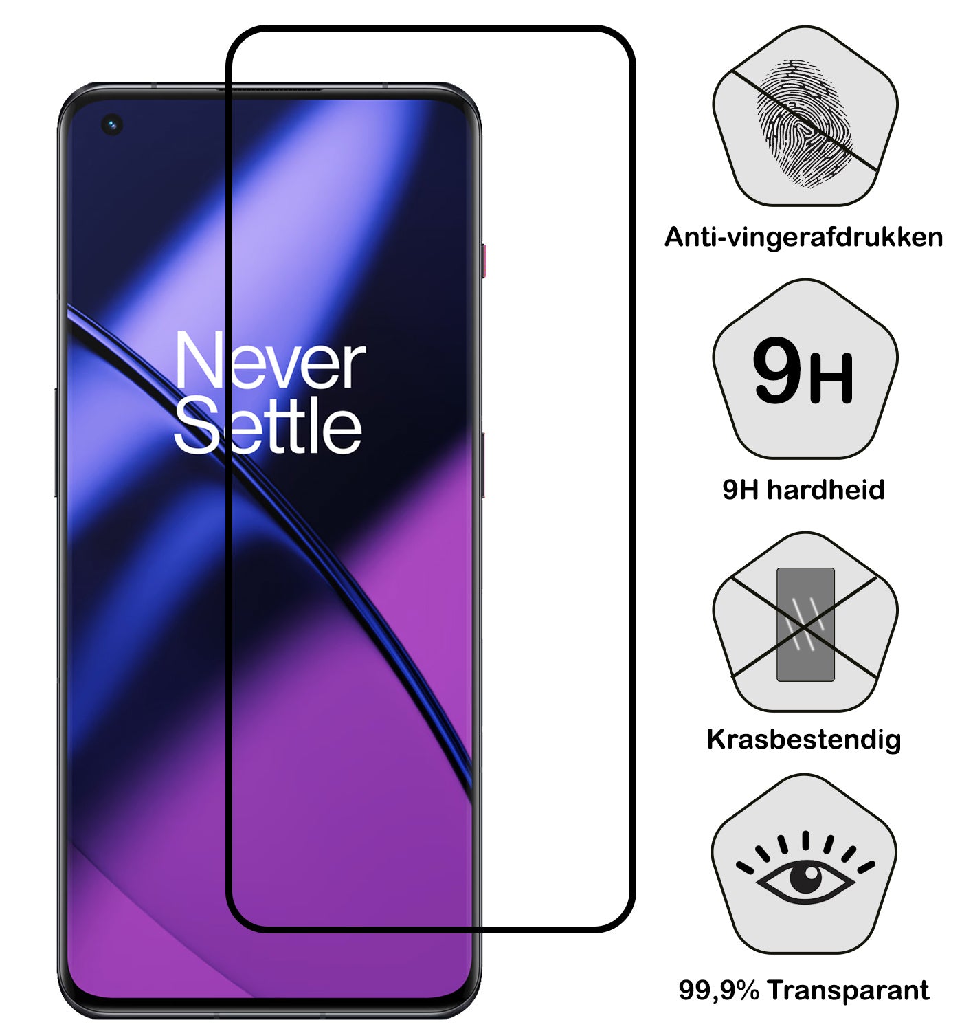 OnePlus 11 Screenprotector Full Cover Tempered Glass