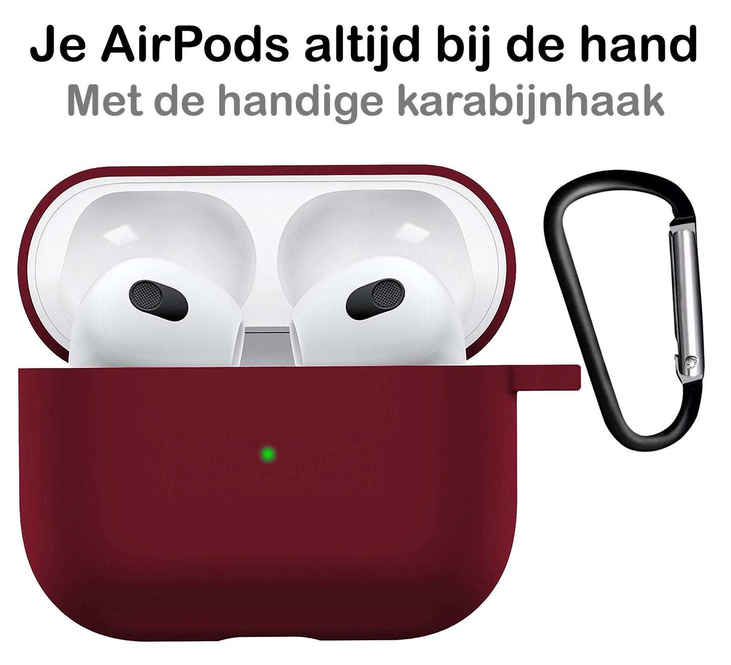 AirPods 3 Hoesje Siliconen met Clip - Donkerrood