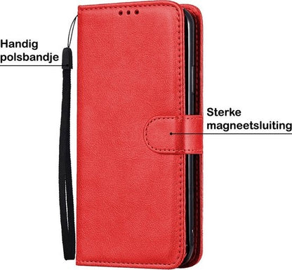Samsung A41 Hoesje Bookcase Cover met Kaarthouder - Rood