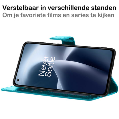OnePlus Nord 2T Hoesje Bookcase Cover met Kaarthouder - Turquoise