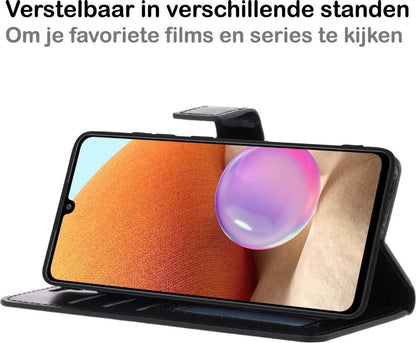 Samsung A32 5G Hoesje Bookcase Cover met Kaarthouder - Zwart