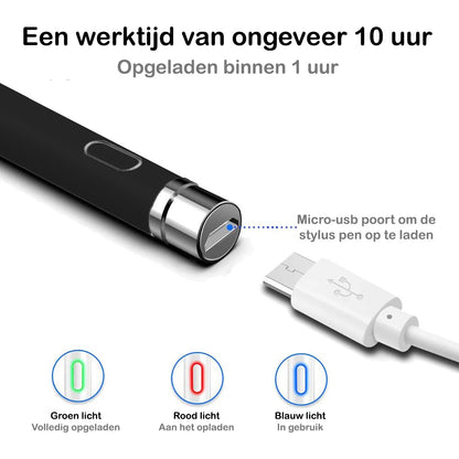 Active Stylus Pen Touch Pen Pencil Oplaadbaar Geschikt Voor Tablets En Telefoons Universeel - Zwart