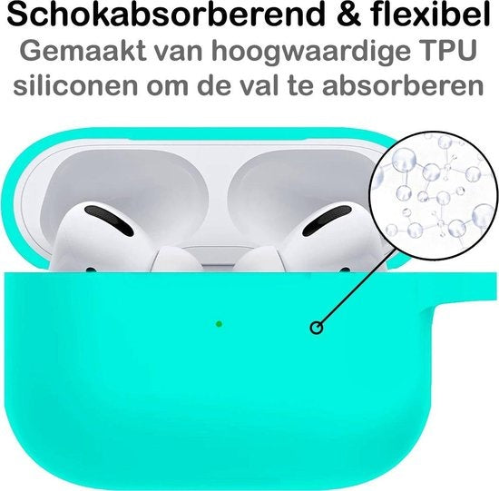 Airpods Pro Hoesje Siliconen met Clip - Mintgroen