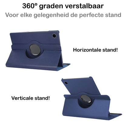 Samsung Galaxy Tab A8 Trifold Bookcase Hoes 360 Graden Draaibaar - Donkerblauw