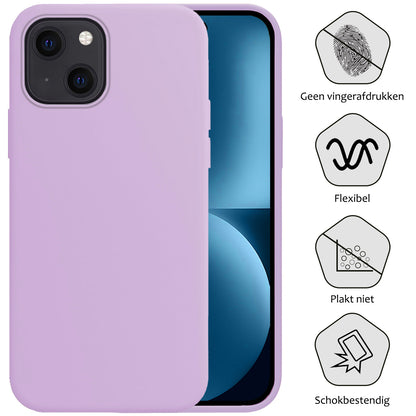 iPhone 15 Hoesje Siliconen Backcover Lichtgewicht - Lila