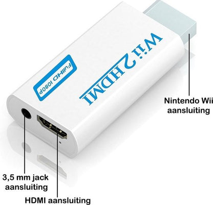 Wii naar HDMI Adapter Converter 1080p Full HD Kwaliteit - Wit