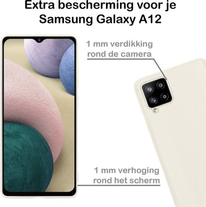 Samsung A12 Hoesje Siliconen - Wit