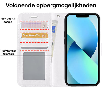 iPhone 14 Plus Hoesje Bookcase Cover met Kaarthouder - Wit