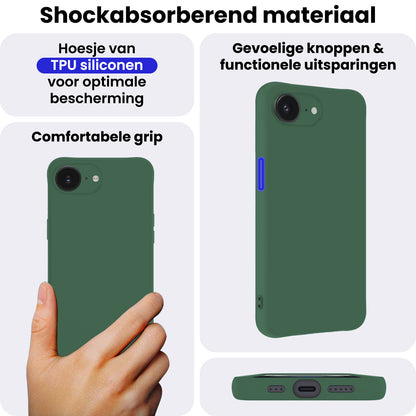 iPhone 16e Hoesje Siliconen Backcover Lichtgewicht - Donkergroen